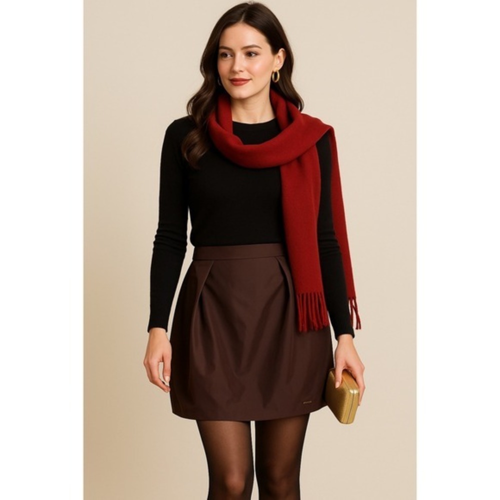 CLATHAS‎ Brown Bubble Tulip Mini Skirt 38 NWT Sleek Satin Look Holiday Party 4 6